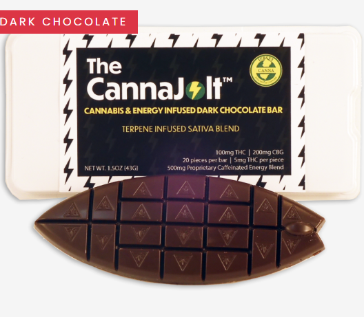 Photograph of product: Belgian Dark Chocolate Cannajolt | 100mg
