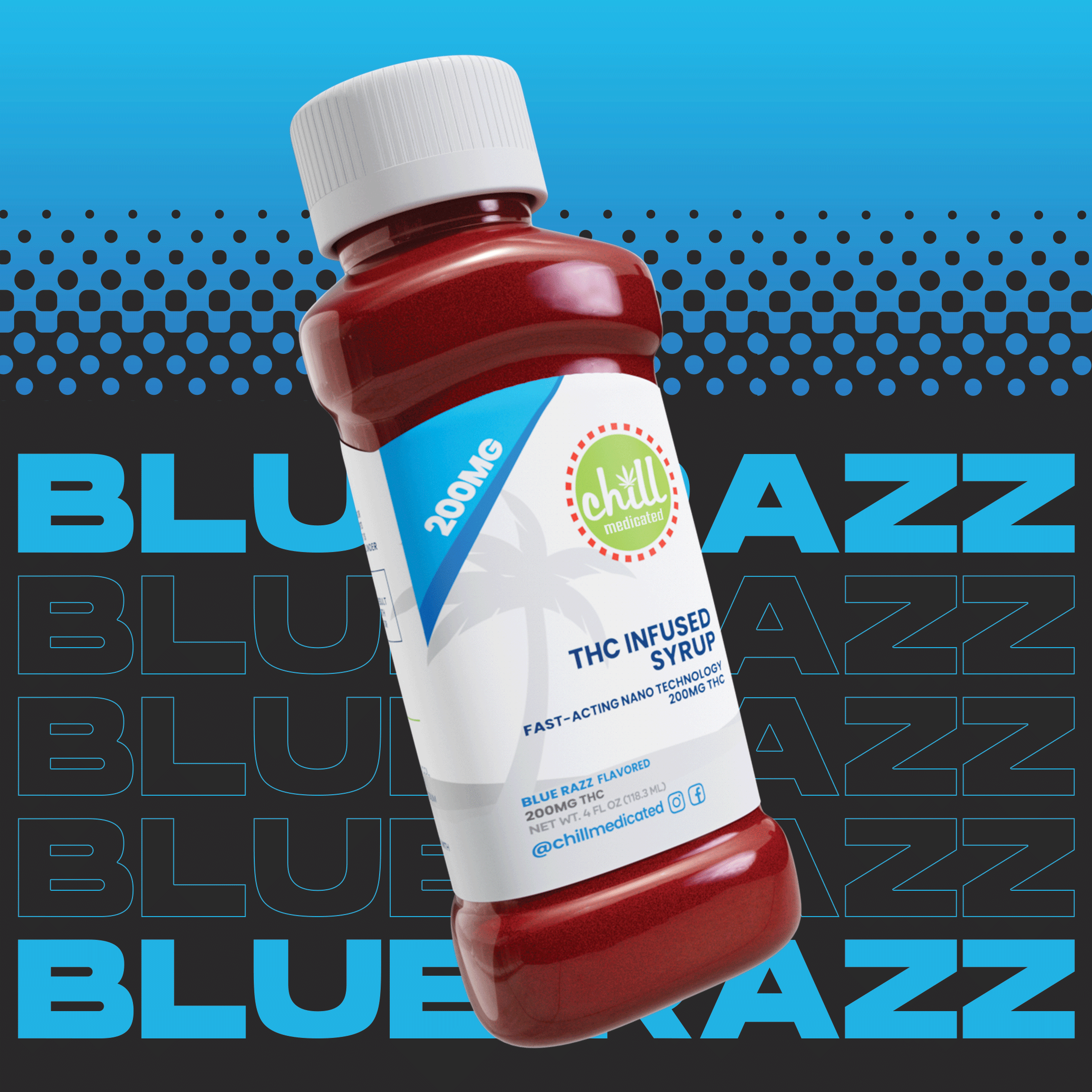 Photograph of product: Blue Razz Medicated Syrup | 200MG