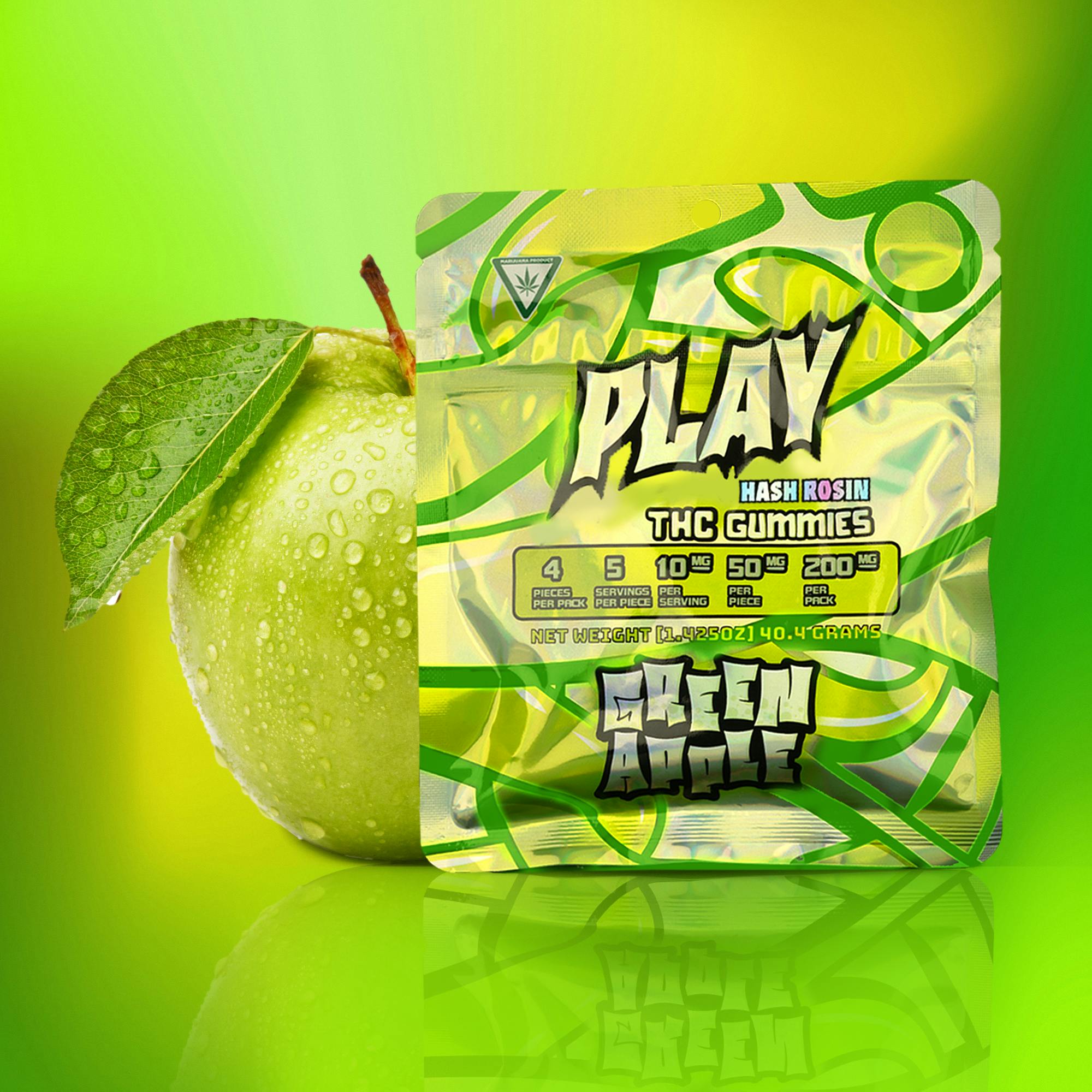 Photograph of product: Green Apple | 200mg Gummies | Play