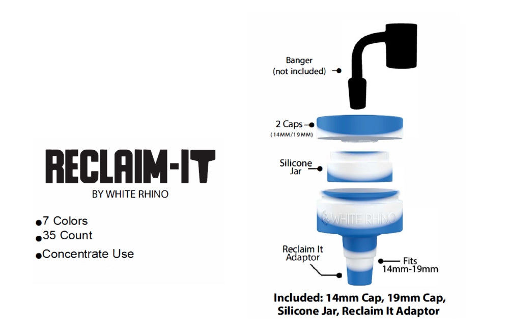 Photograph of product: White Rhino Reclaim It Reclaim Catcher with 14mm & 18mm Attachment