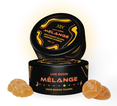 Photograph of product: Dixie Melange | Sour Mango Paloma Live Rosin Gummies | 200mg