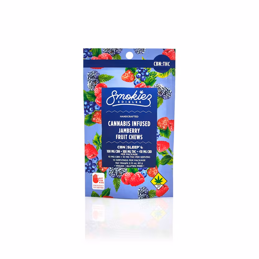 Photograph of product: Smokiez | Jamberry CBN:TH-oui (1:1) Fruit Chews 10pk, 100mg