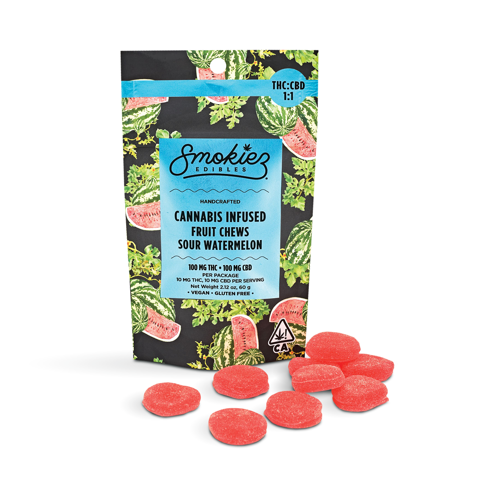 Photograph of product: Sour Watermelon 1:1 Fruit Chews | 200mg