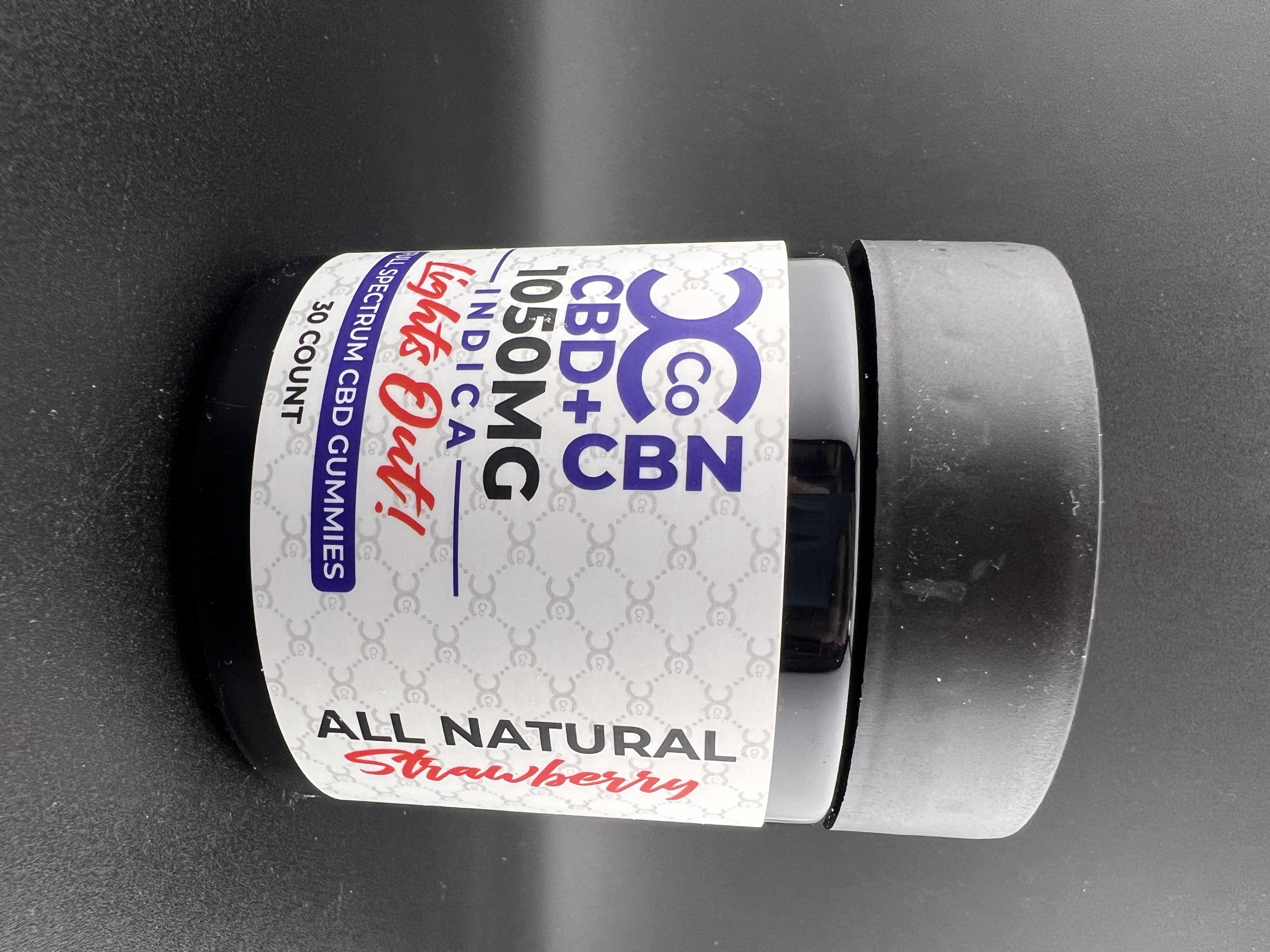 Photograph of product: CCCo - Lights Out - 25mg CBD 10mg CBN Gummies - Strawberry - 30ct