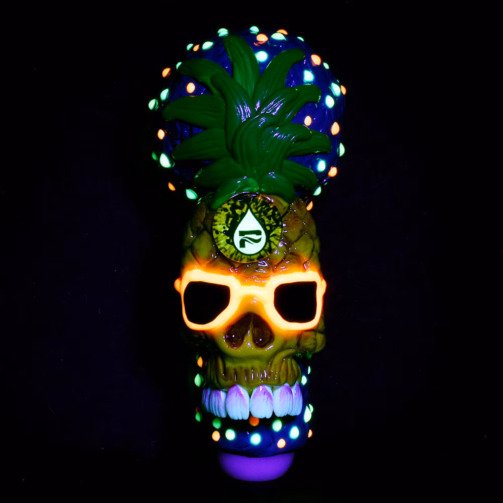 Photograph of product: Chill Pineapple (Glow in the Dark) I Glass Pipe I $30