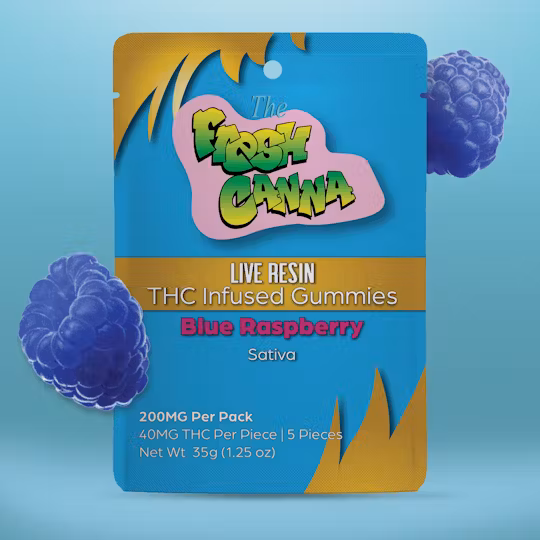 Photograph of product: Fresh Canna Live Resin 200MG Gummies Blue Razz