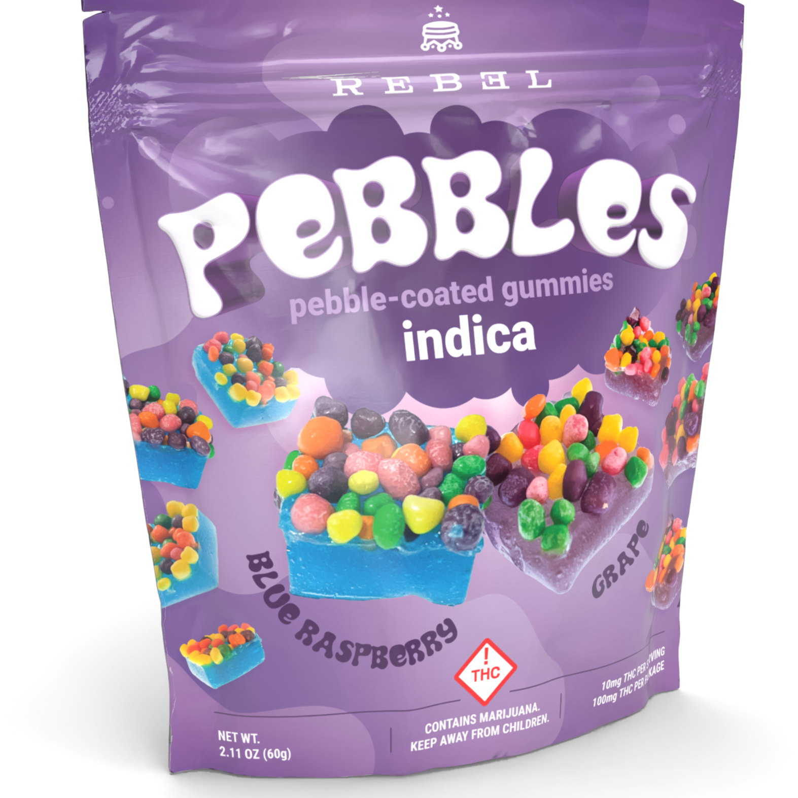 Photograph of product: Pebbles - Pebble Coated Gummies-Oui'd-100mg