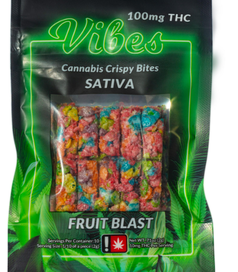 Photograph of product: Vibes Rice Crispy 100mg: Fruity (Oui'd) - 
