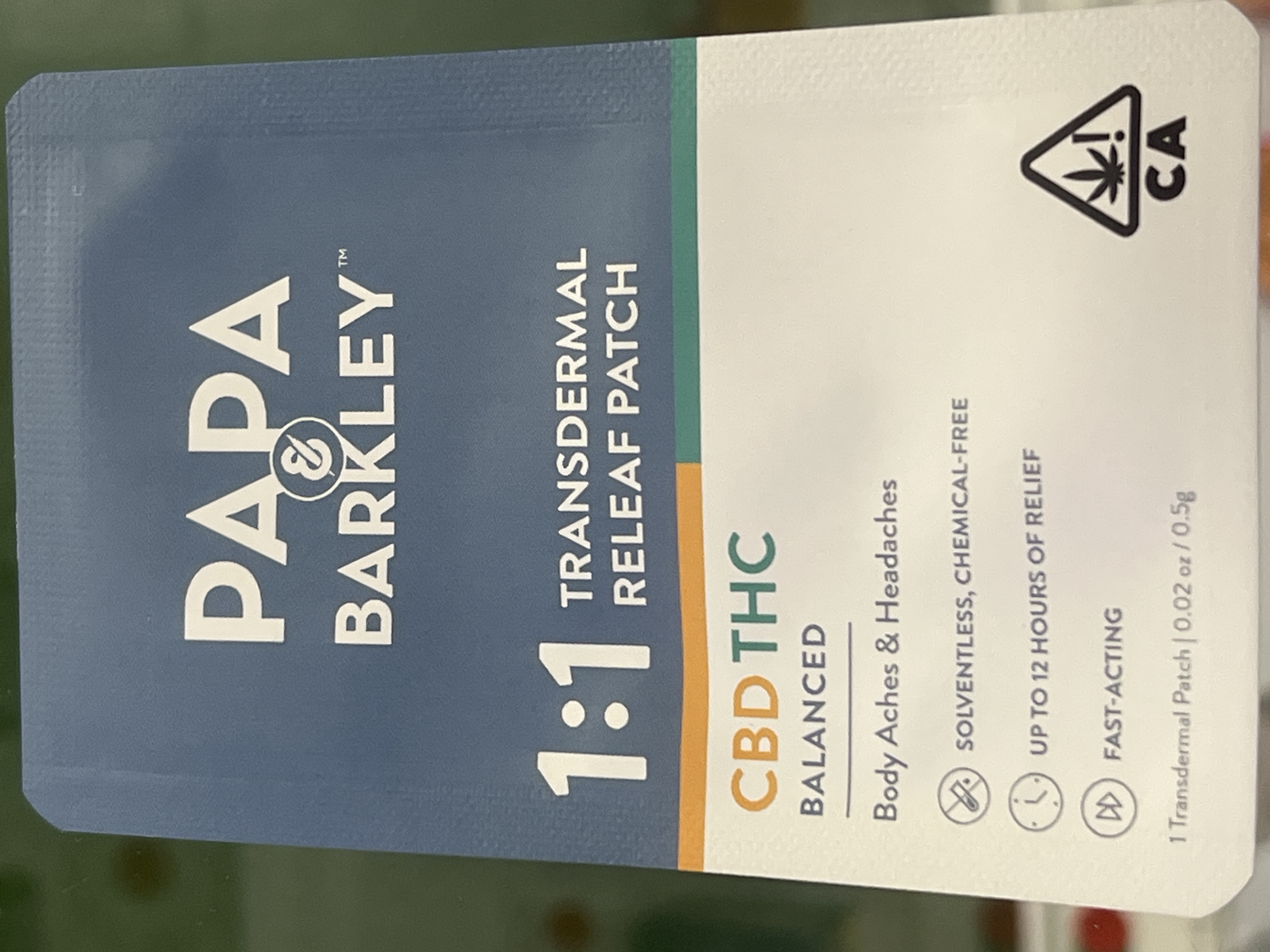 Photograph of product: P&B: Patch: 1:1 CBD/TH-oui: Releaf