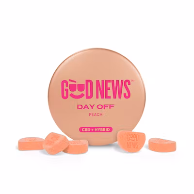Photograph of product: Good News Peach Gummies Day Off (1:1) 100mg