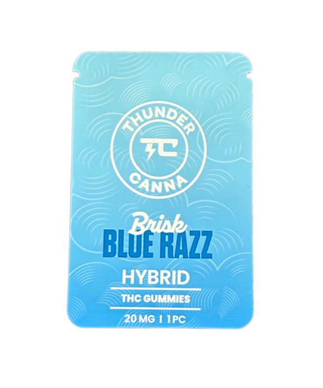 Photograph of product: Thunder Canna - Brisk Blue Razz - 200mg (10x20mg) Gummies
