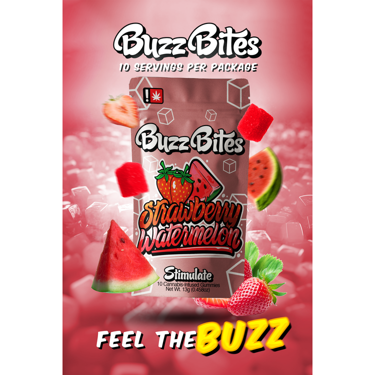 Photograph of product: Buzz Bites 100mg Strawberry Watermelon Stimulate
