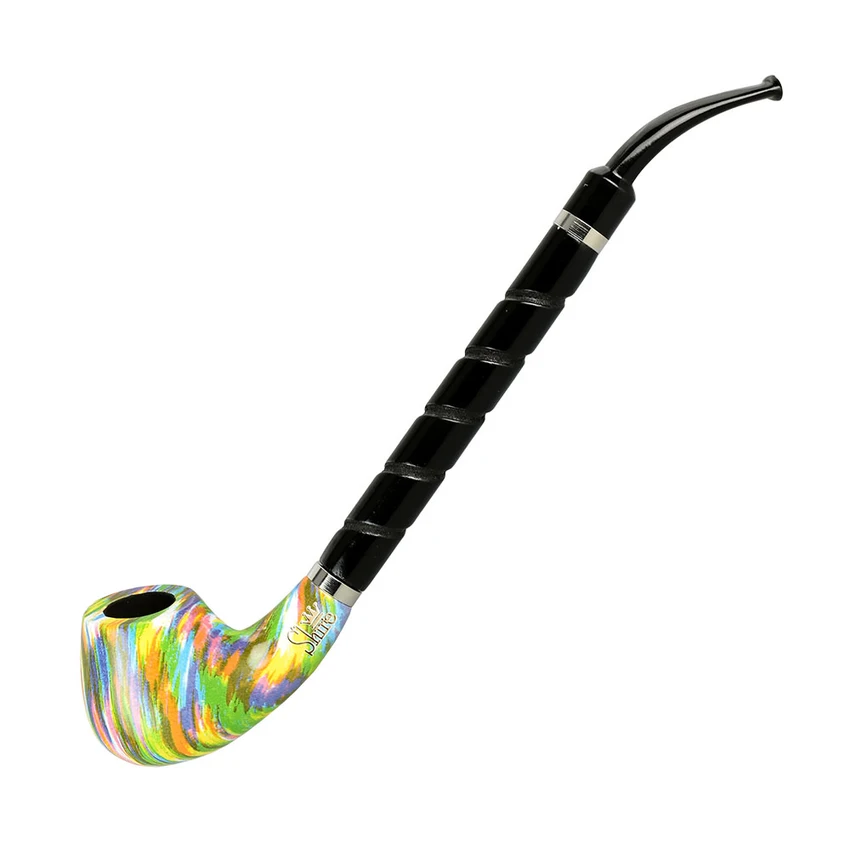 Photograph of product: Accessories - Shire Pipes - The Twister - Bent Brandy Spiral Stem Rainbow Wood Pipe 10"