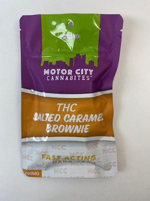 Photograph of product: Motor City Cannabites | Salted Caramel Brownie | 200mg