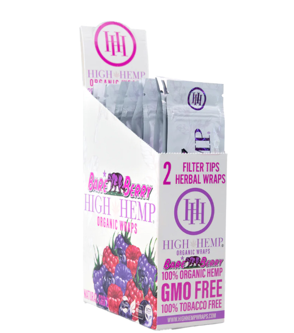 Photograph of product: High Hemp Bare Berry Organic Wraps + Filter Tips 2pk