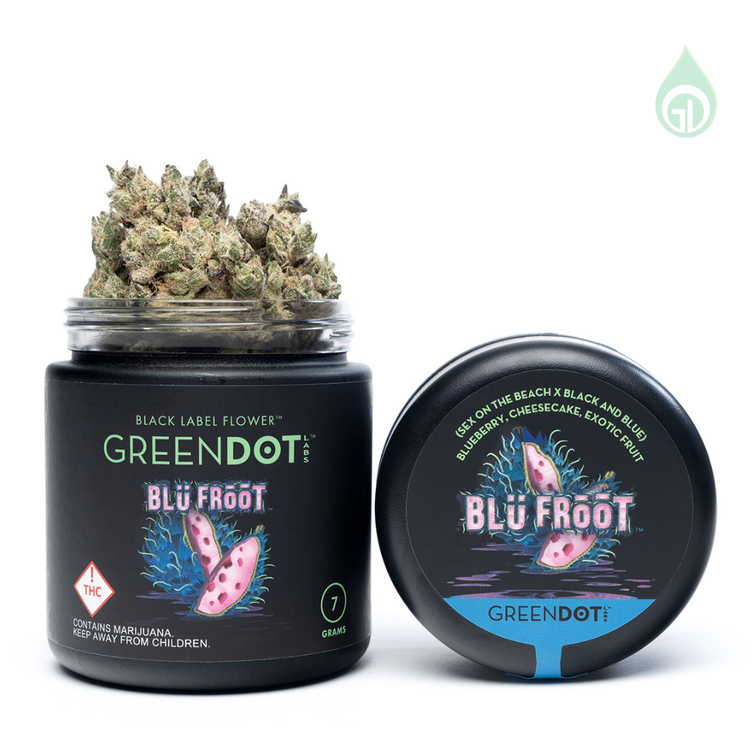 Photograph of product: Green Dot | Black - Jar - Blu Froot - 3.5g