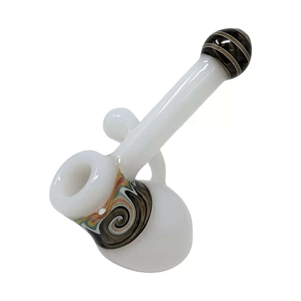 Photograph of product: 5" Slime Color Wig Wag Art Bubbler Hand Pipe - Jade White