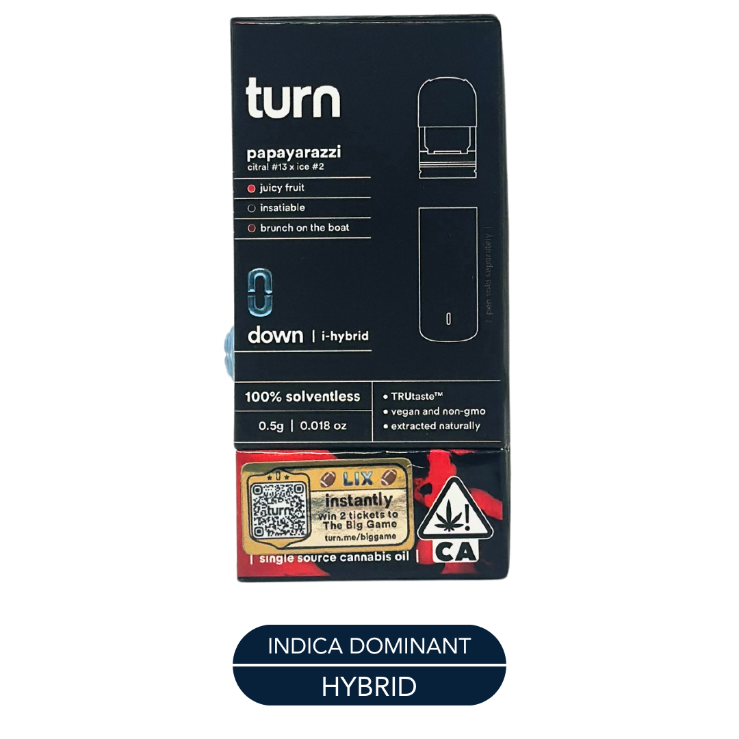 Photograph of product: Turn - Solventless - Papayarazzi - Vape Pod - 0.5g