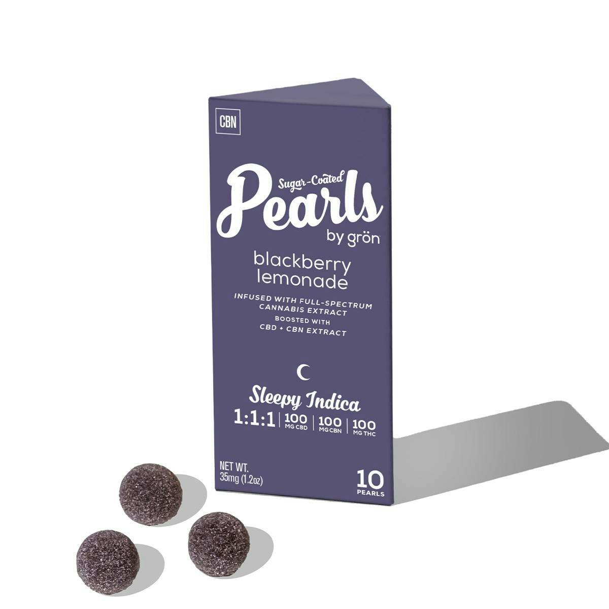 Photograph of product: Blackberry Lemonade 1:1:1 TH-oui|CBD|CBN Pearls by GrnEdibles100mg TH-oui (10mg TH-oui x 10)
