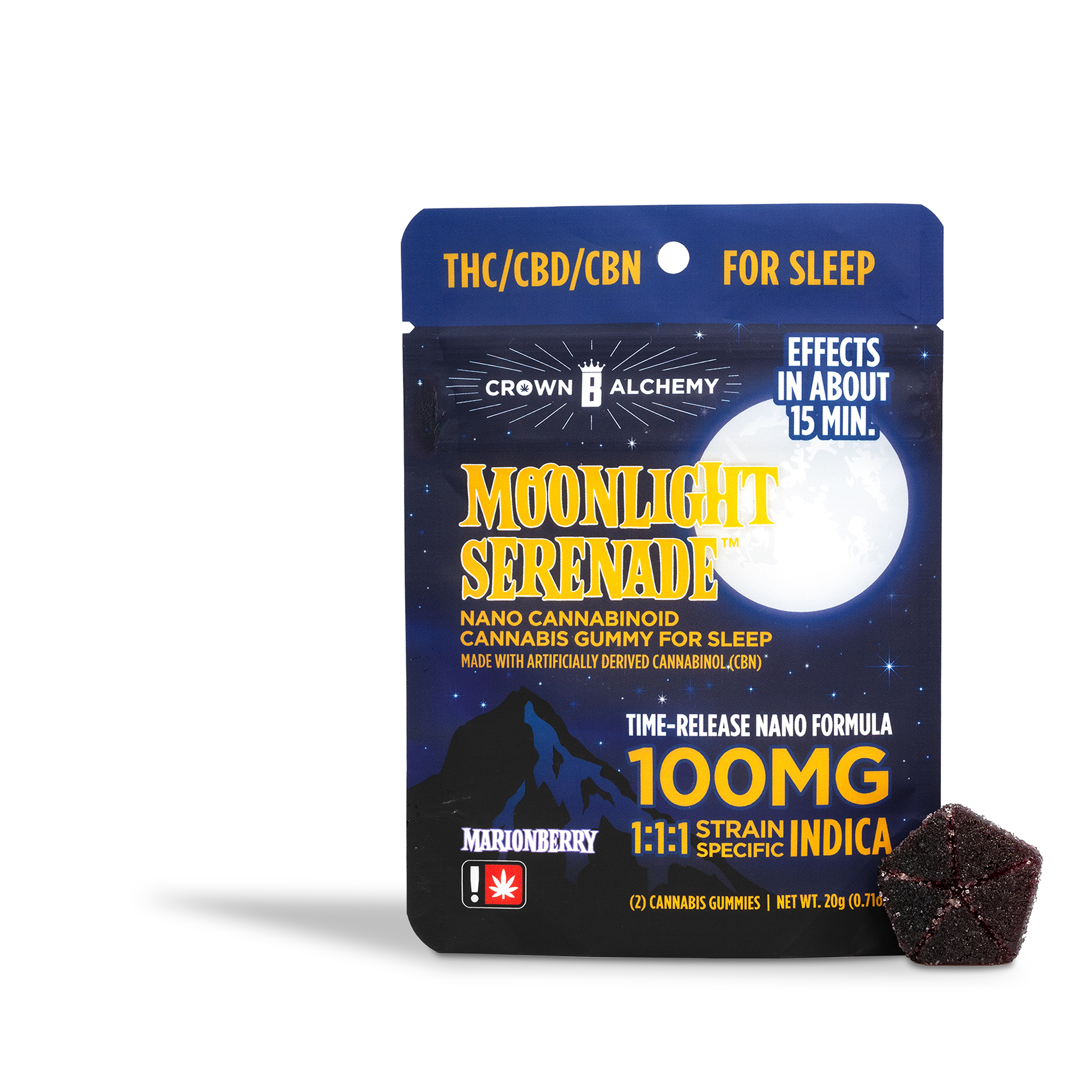 Photograph of product: Crown B Alchemy - 1:1:1 Moonlight Serenade Gummy 2PK - 0.71oz