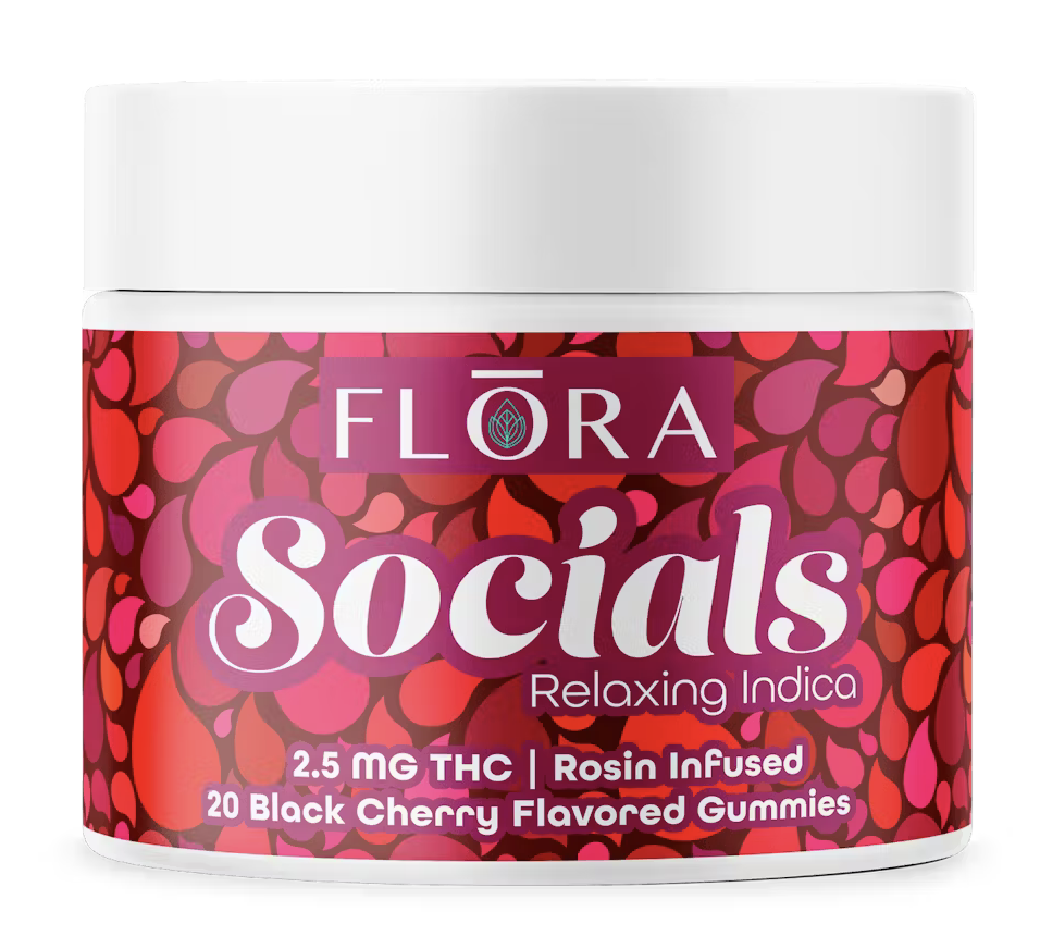 Photograph of product: Flora - Socials Rosin Gummies Oui'd Cherry - 20x - 2.5mg TH-oui