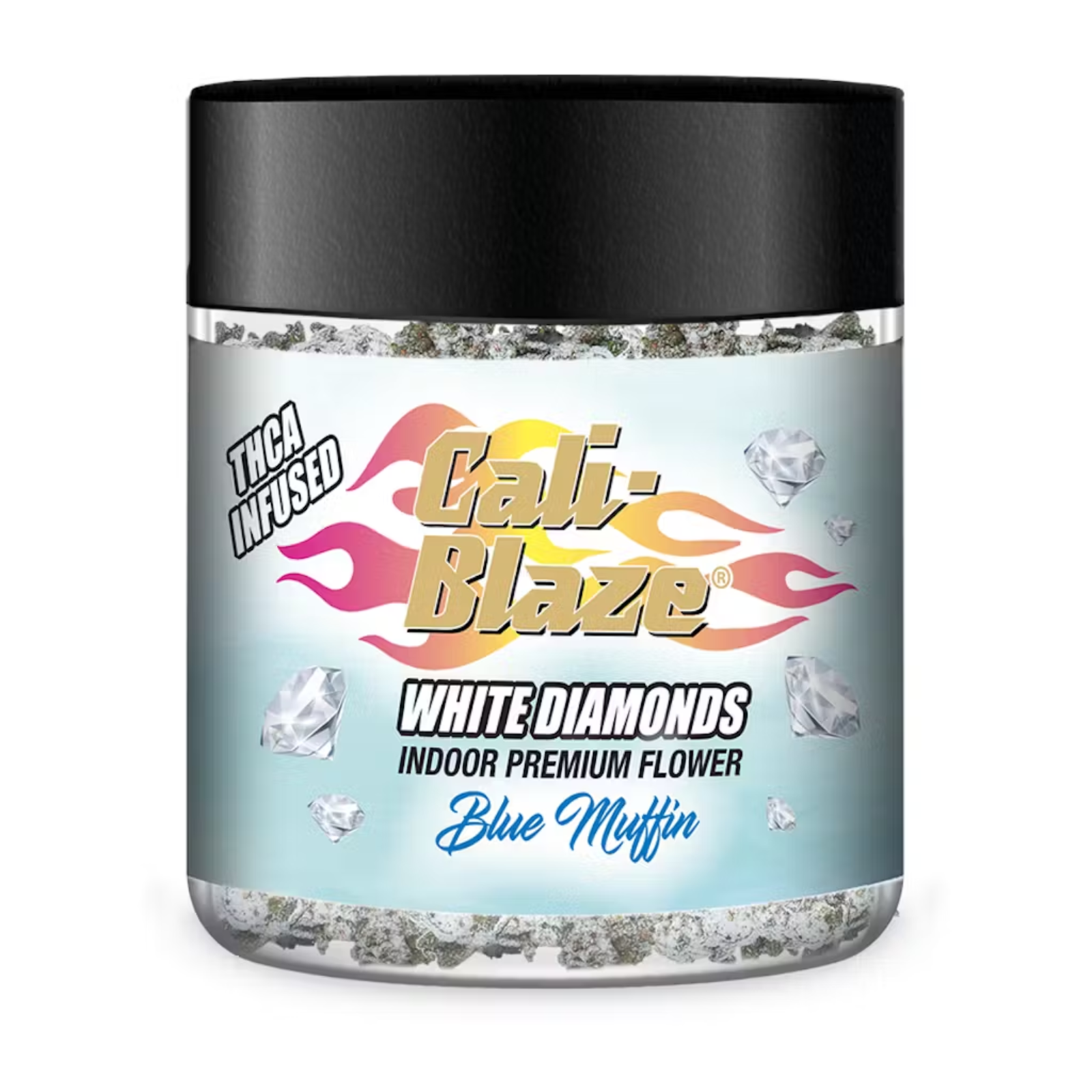 Photograph of product: 3.5g White Diamonds Infused Buds | Blue Muffin | Cali-Blaze