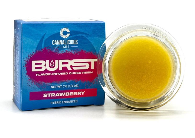 Photograph of product: Cannalicious Burst - Strawberry - Flavor-Infused Cured Resin Baller Jar - 7g
