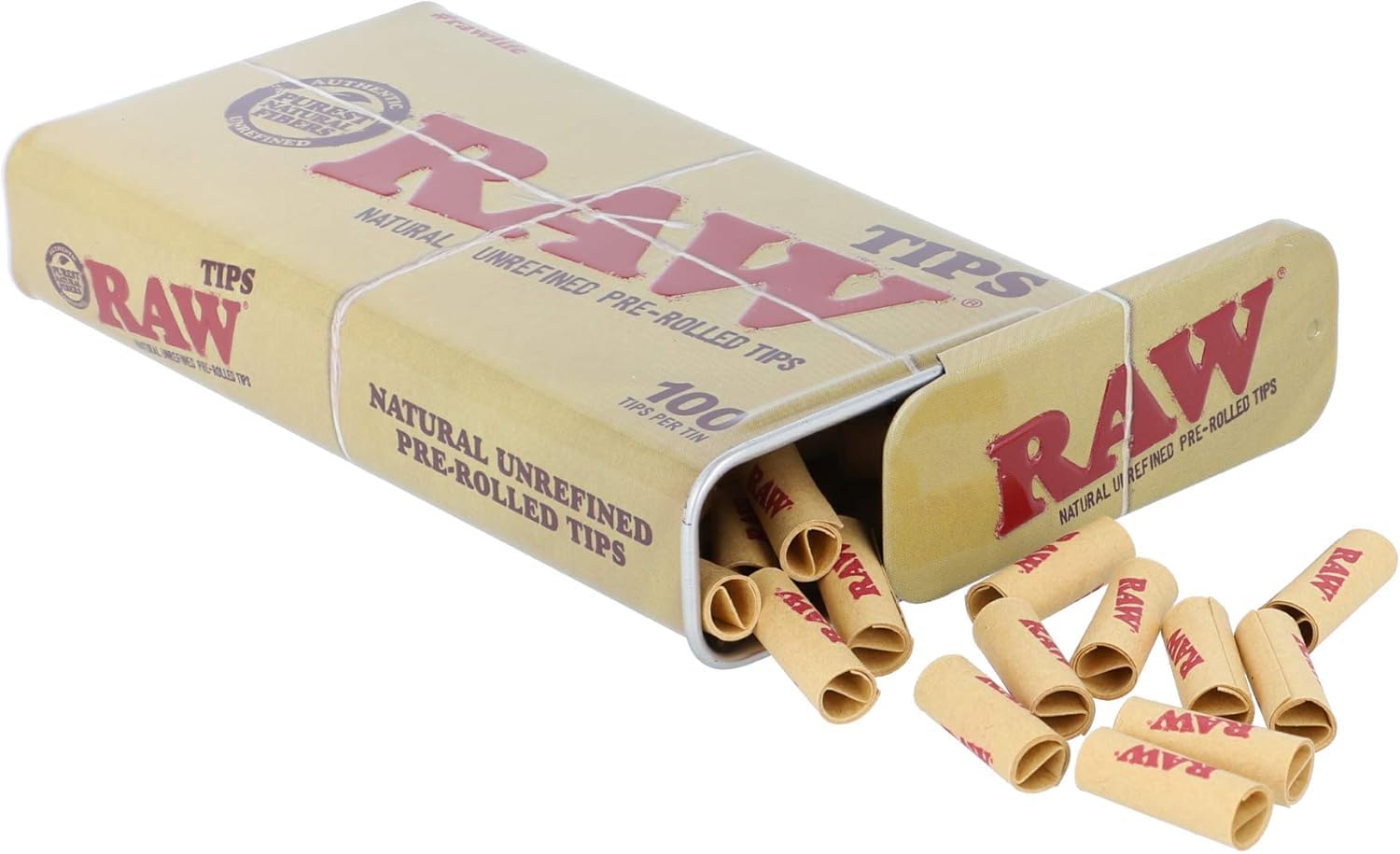 Photograph of product: Raw Pre-Rolled Tips | Tin of 100