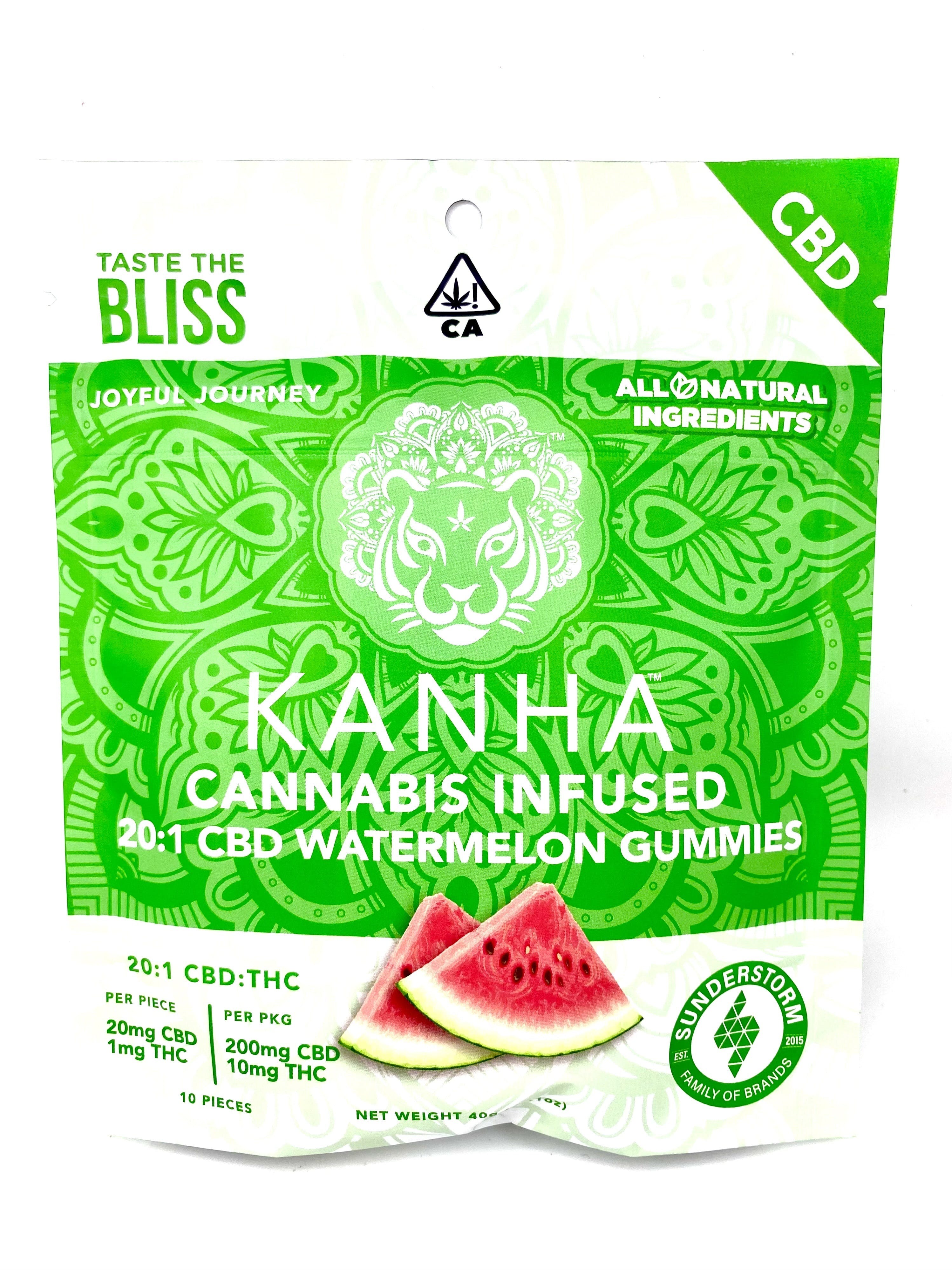 Photograph of product: Kanha - CBD - Watermelon - 20:1 - 200mg CBD : 10mg TH-oui, NEW HIGHER DOSAGE!