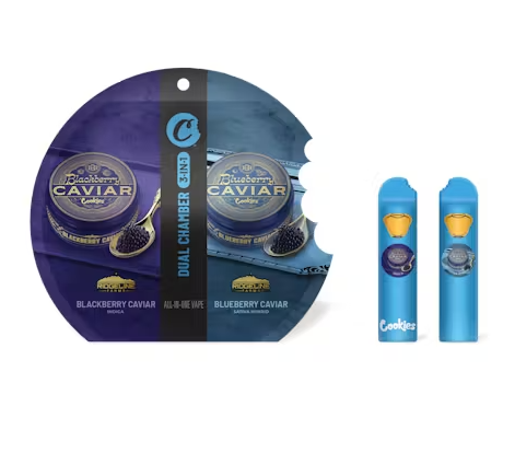 Photograph of product: COOKIES DUAL CHAMBER BLACKBERRY CAVIAR/ BLUEBERRY CAVIAR 2X0.5G AIO