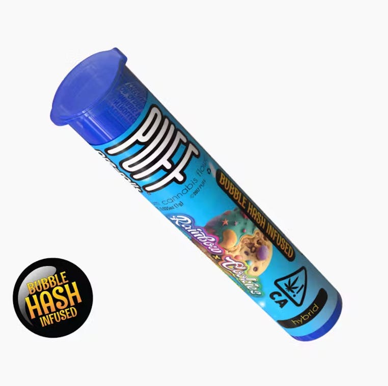 Photograph of product: Puff | Rainbow Cookies x LA Kush Cake - Bubble au chocolat Infused 1g preroll - Hybrid
