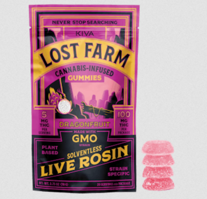 Photograph of product: Lost Farm | Dragonfruit Frose | 100mg 10pk rosin gummies