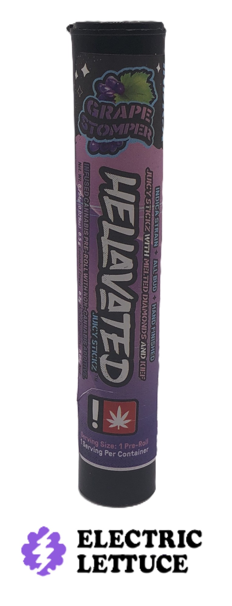 Photograph of product: Hellavated Grape Stomper Juicy Stickz Infused Pre-Roll 0.75g