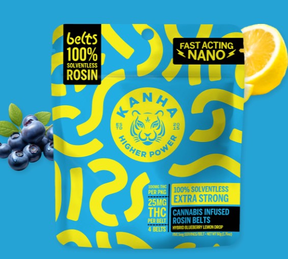 Photograph of product: Blueberry Lemon Drop Live Rosin Belts | 100mg - Kanha