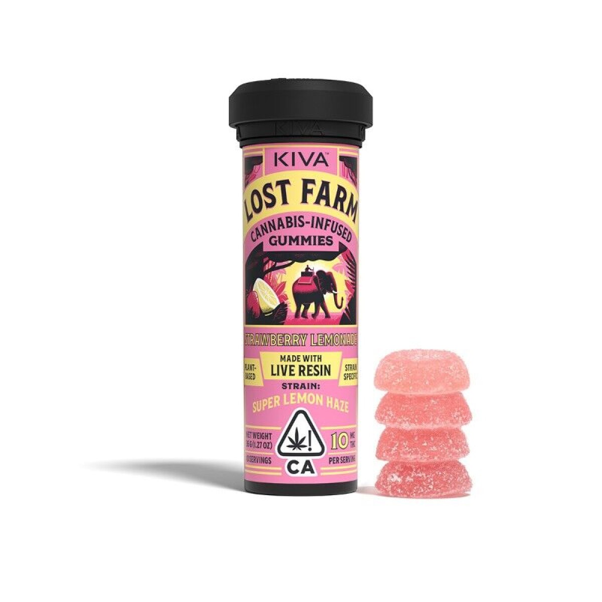 Photograph of product: Kiva | Lost Farm | Strawberry Lemonade 'Super Lemon Haze' Live Resin Gummies | 100mg