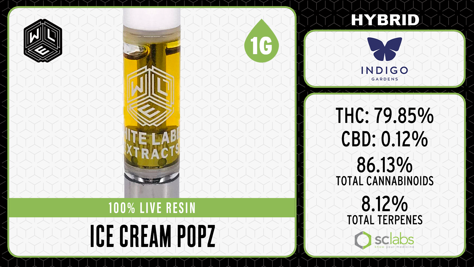 Photograph of product: WLE - Ice Cream Popz (H) - Live Resin Cartridge 1g