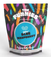 Photograph of product: Edible - Super Funny Gummies- Sour Blue Raspberry (H) - 50mg (1pk)