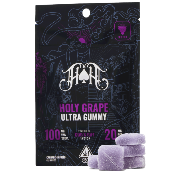 Photograph of product: HEAVY HITTERS | ULTRA GUMMIES | HOLY GRAPE X GOD'S GIFT | 5PK 100MG
