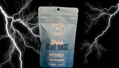Photograph of product: Thunder Canna - 200mg Gummies - Brisk Blue Razz