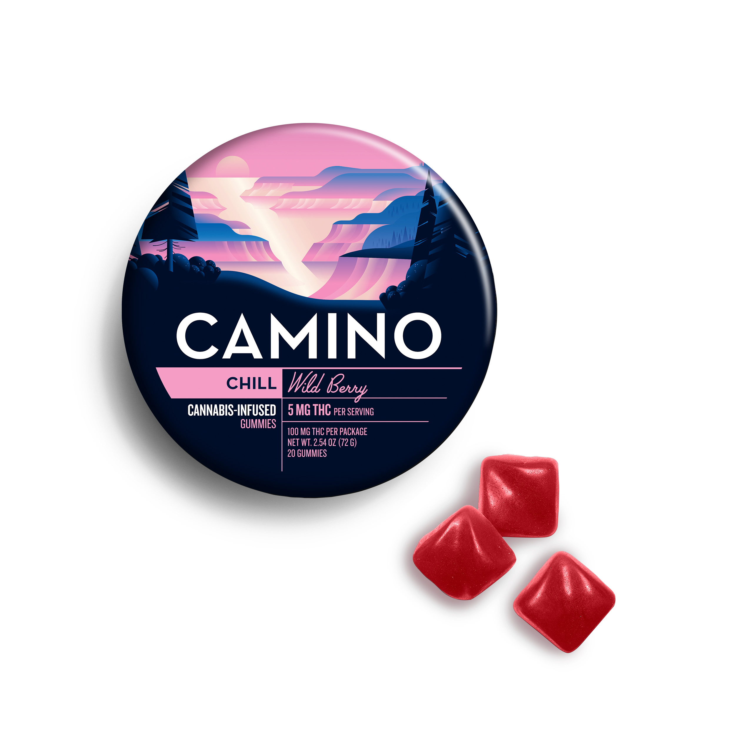 Photograph of product: 3/$60+ | Camino Gummies | Indica | Wild Berry | 20pk