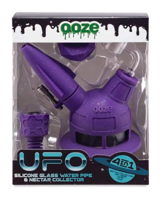 Photograph of product: CTRN | Ooze | UFO | Silicone Water Pipe & Nectar Collector | Shimmer Purple | 1