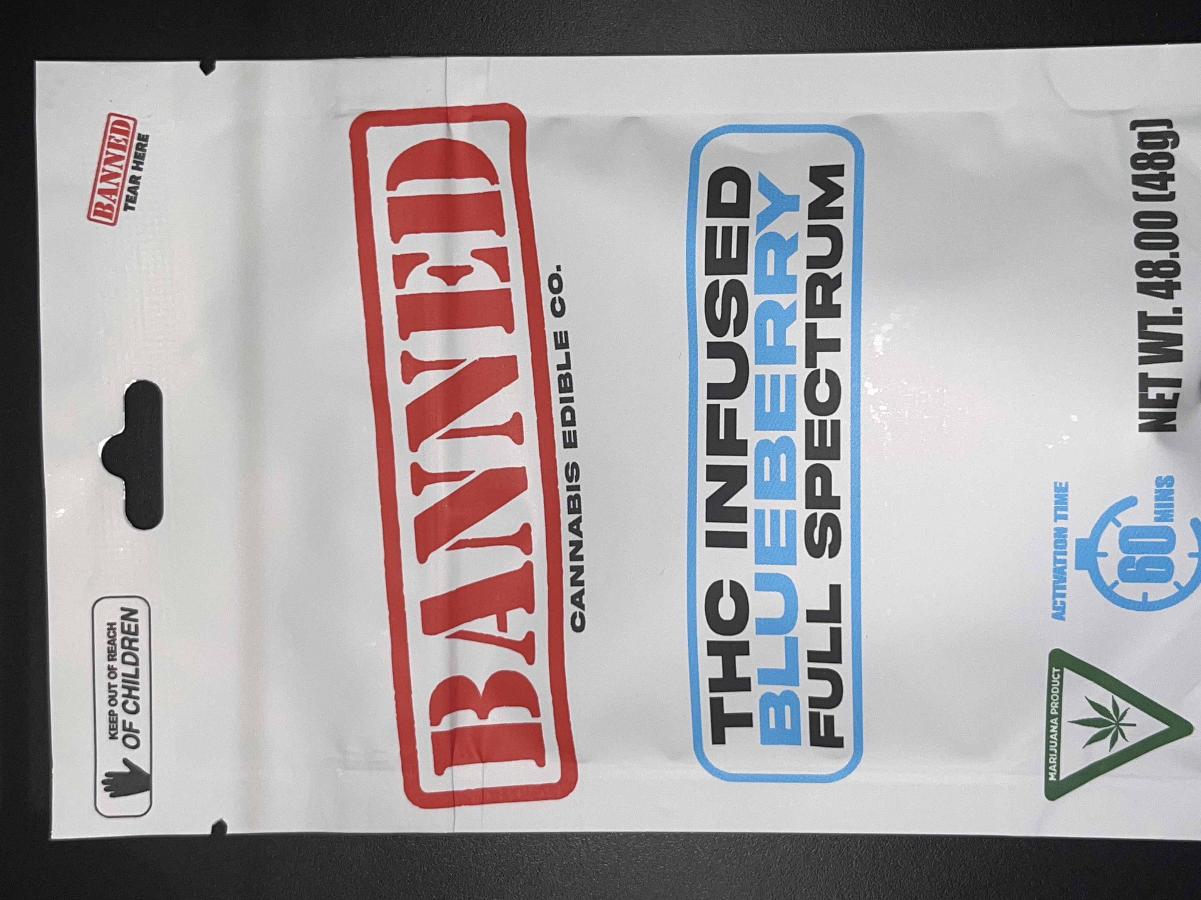 Photograph of product: Banned - Gummies - Blueberry - 200mg - 4pk