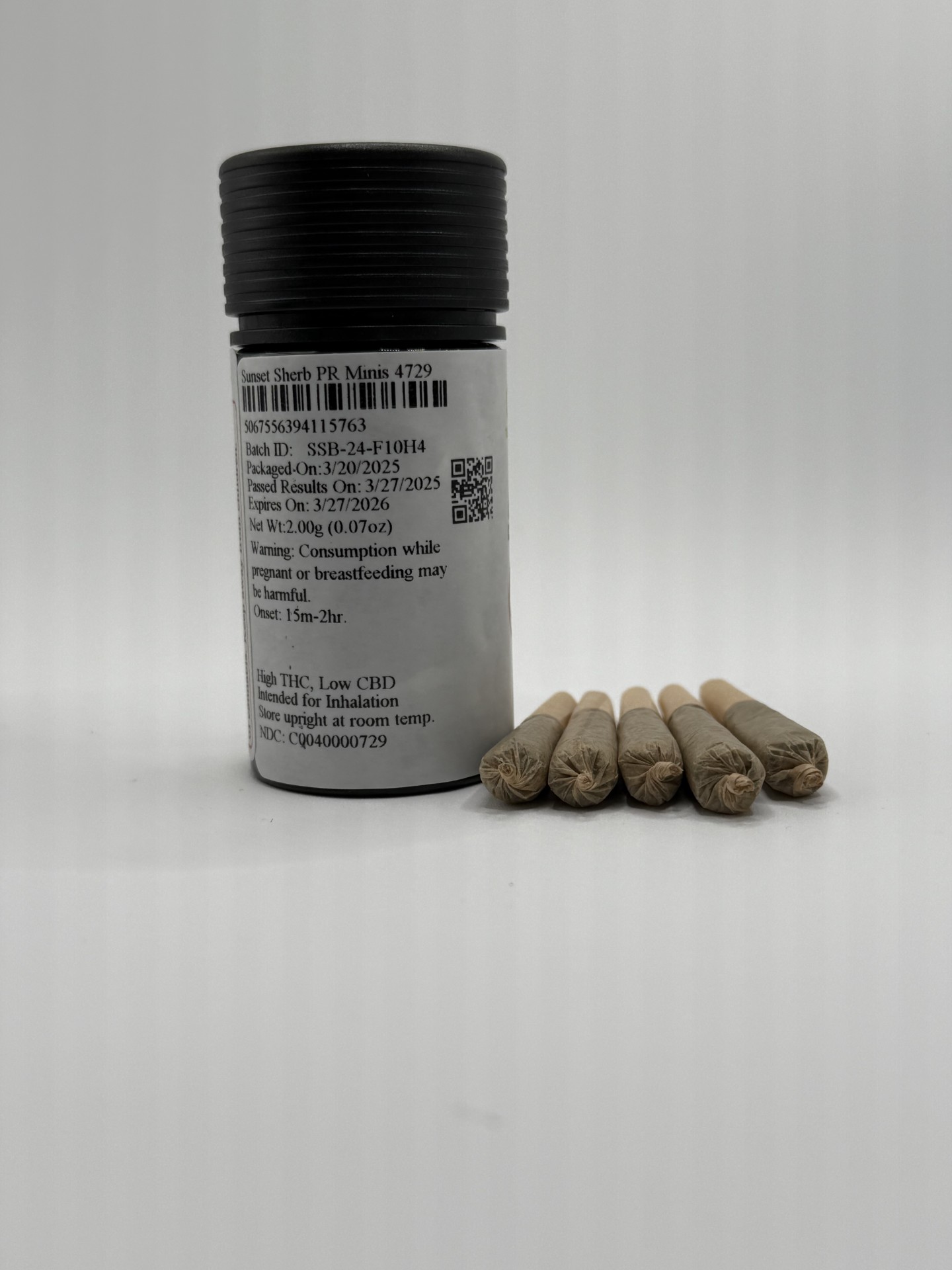 Photograph of product: Sunset Sherb | Preroll Minis ( S ) | 5x.04g | 4729 | Theraplant
