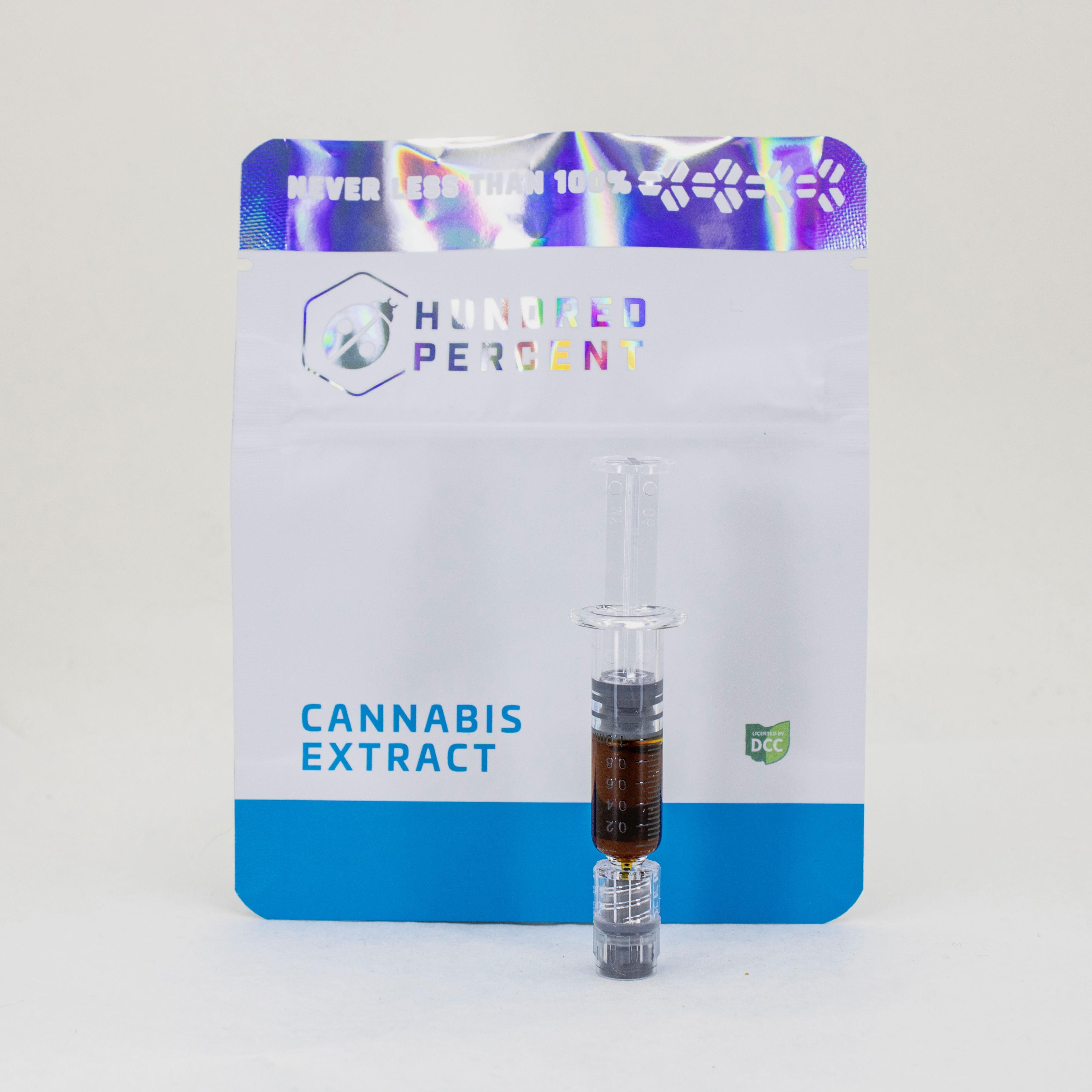 Photograph of Product: Hundred Percent Labs | 0.85g | Concentrates | Full Spectrum Oil | Garlic Cookies