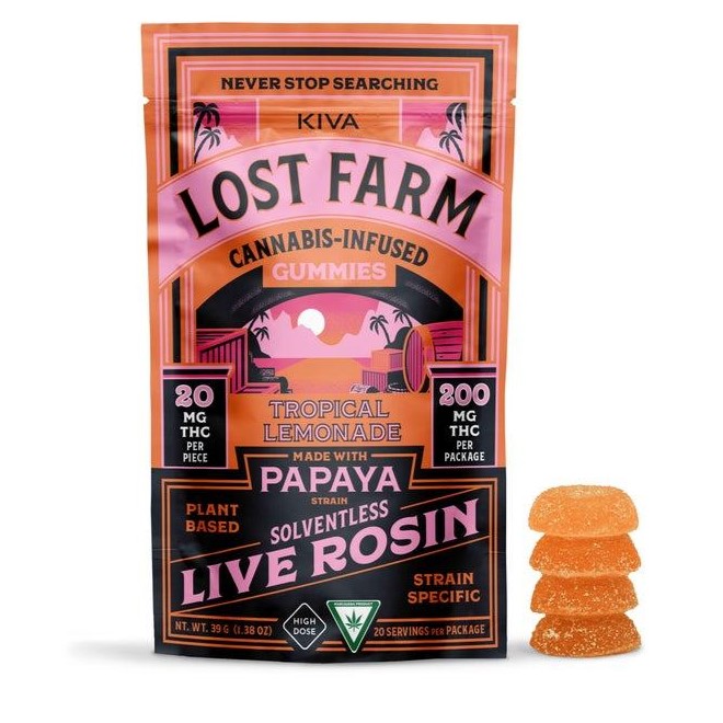 Photograph of product: Lost Farm Tropical Lemonade Live Rosin Gummies | 200mg