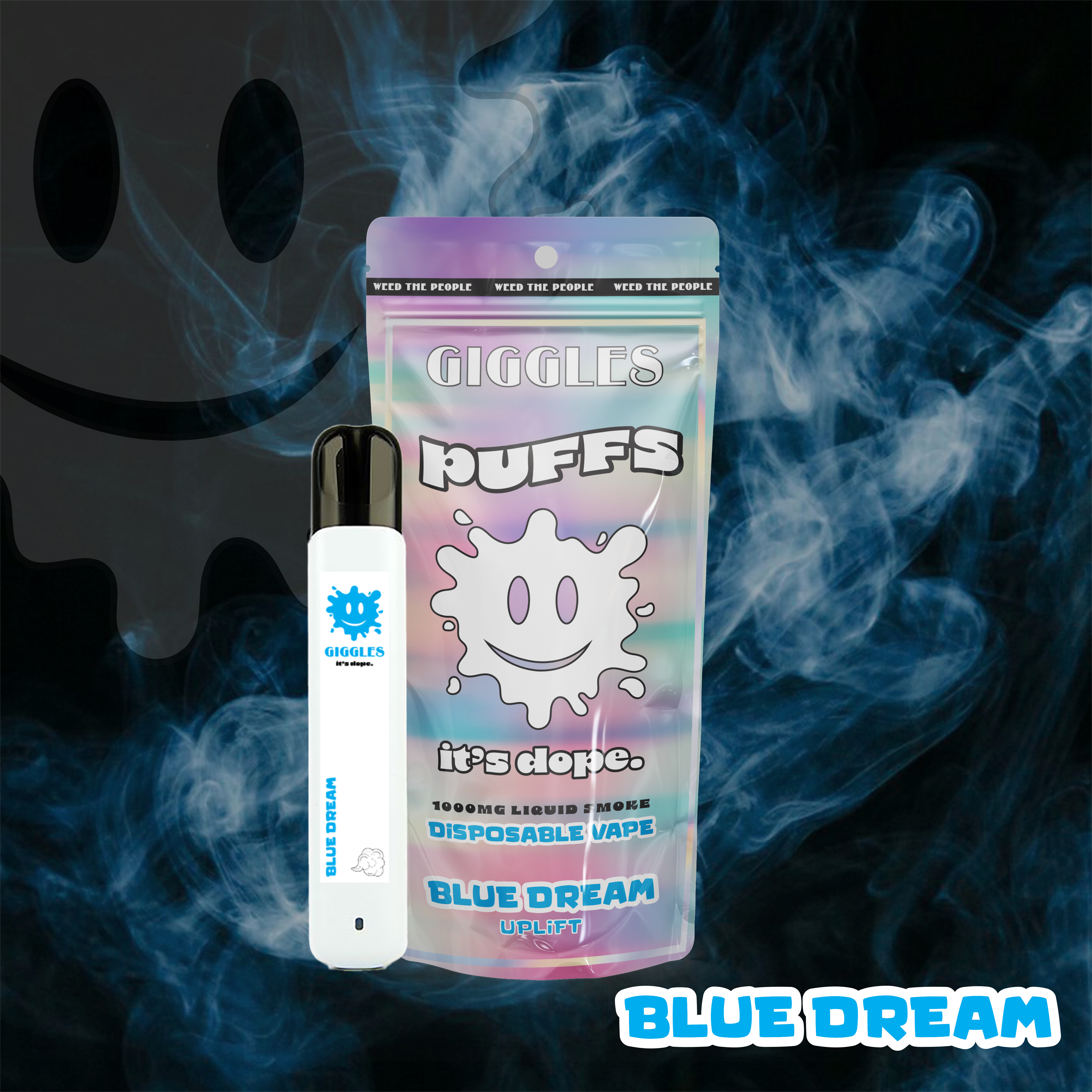 Photograph of product: Giggles Puffs | Blue Dream | Cart | 1g
