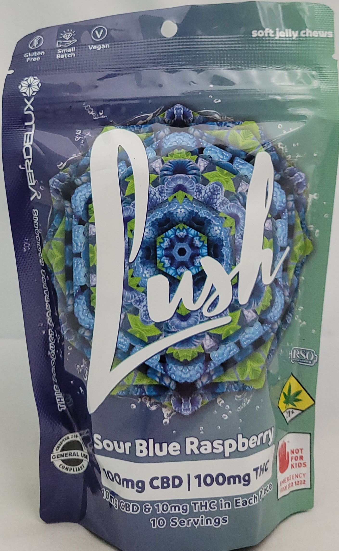 Photograph of product: Sour Blue Raspberry CBD:TH-oui 1:1 | 10 Pack  *General Use Compliant*