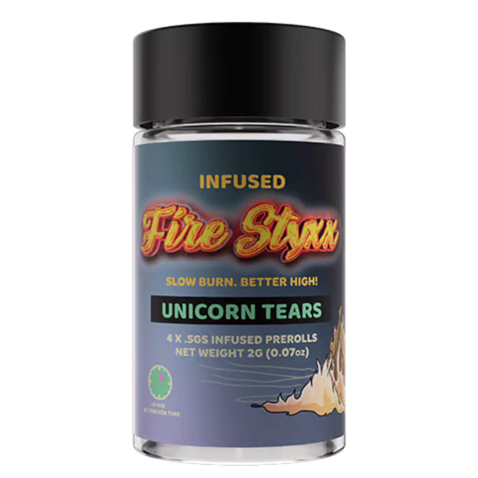 Photograph of product: Glorious Oui'd | Unicorn Tears Fire Styxx | 4pk Infused Pre-rolls | 2g