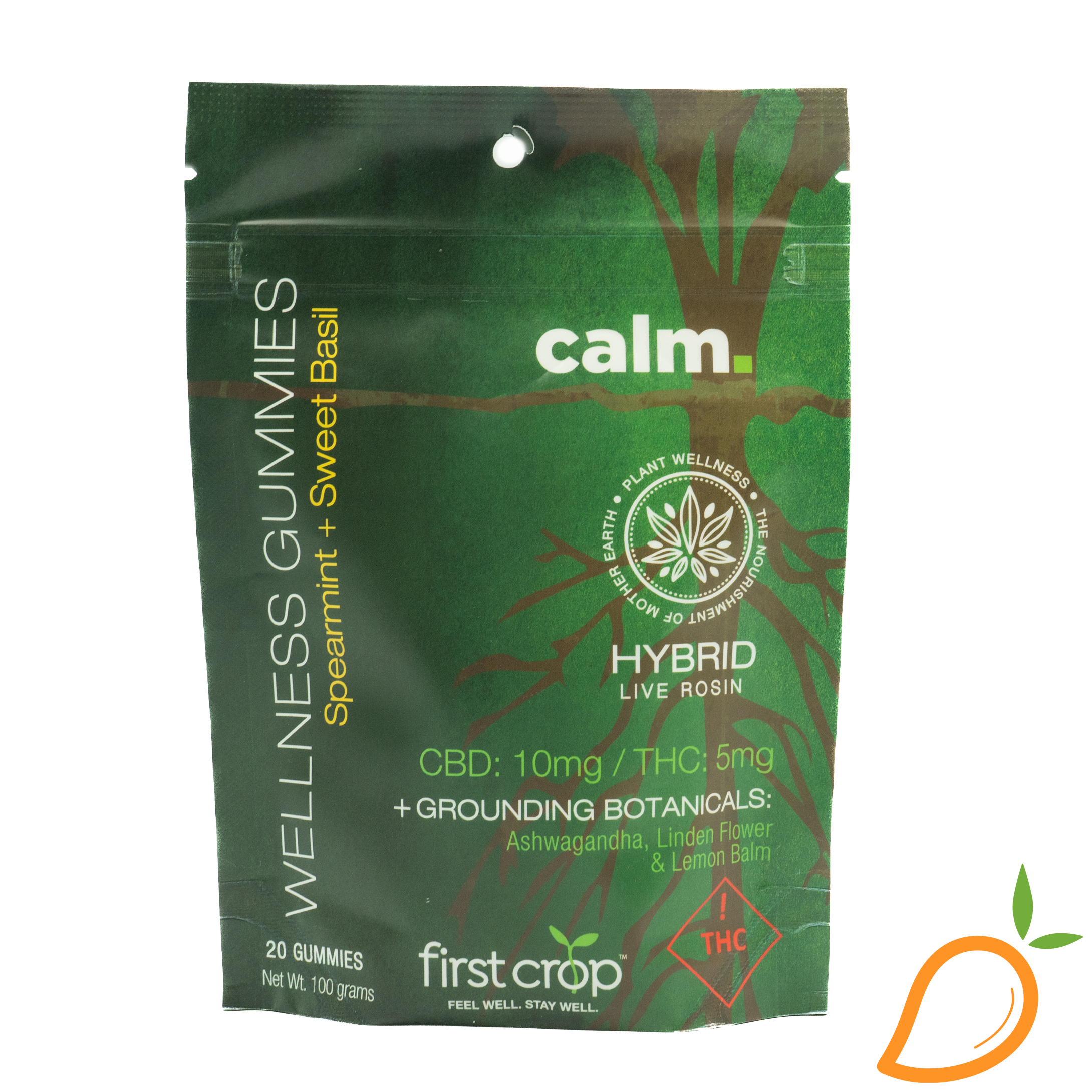 Photograph of product: 100mg 1:1 TH-oui/CBD Calm Hybrid Wellness Gummies First Crop
