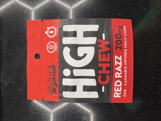 Photograph of product: Little Tree High Chew Red Razz Single Gummy 200mg